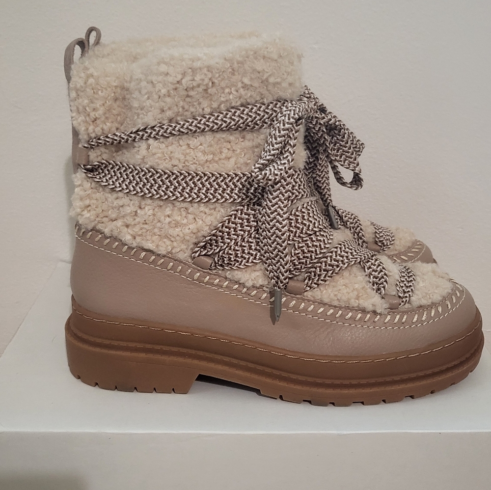 Faux Wool Lace Up Boot.